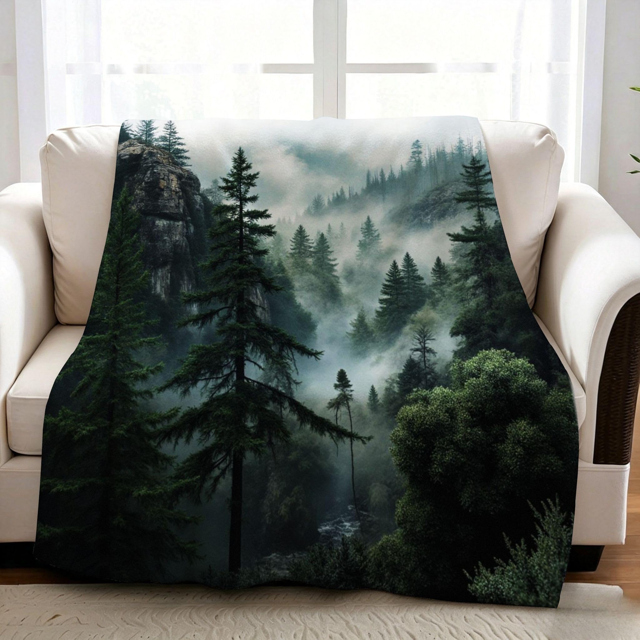 Manta Moderna Estampado 3D 220x240 cm Bosque Verde a2357