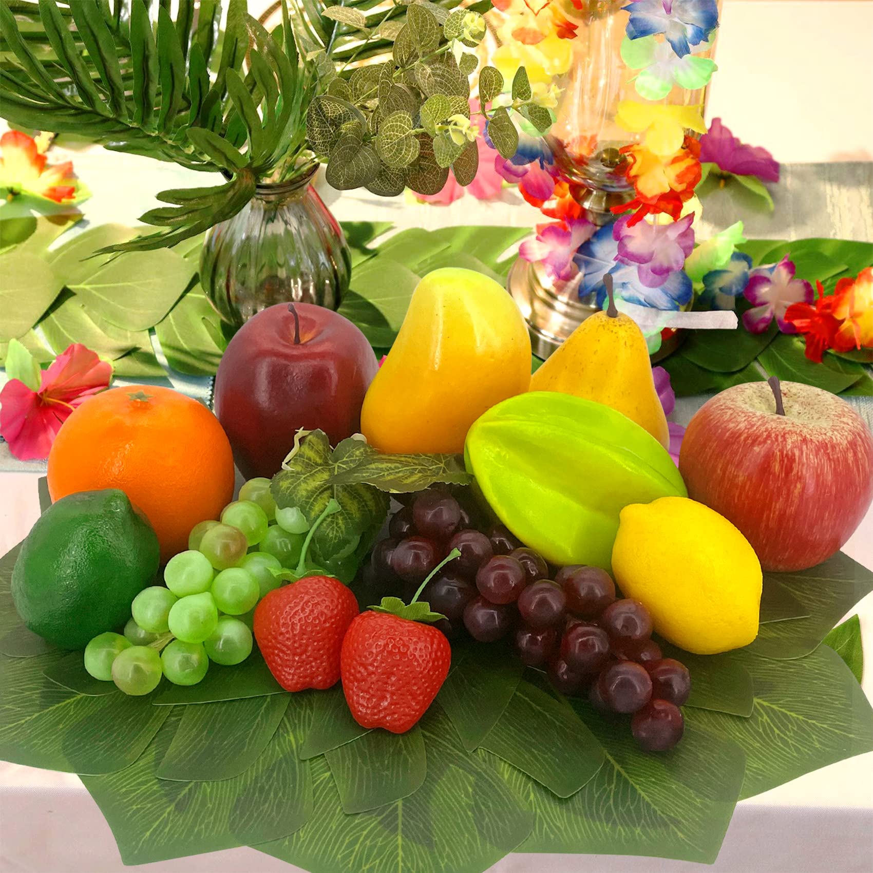 Tenorbass 13 pezzi di frutta artificiale, frutta finta decorazione casa realistica frutta finta per centrotavola simulazione frutta festa decorazione mele artificiali arance finta uva