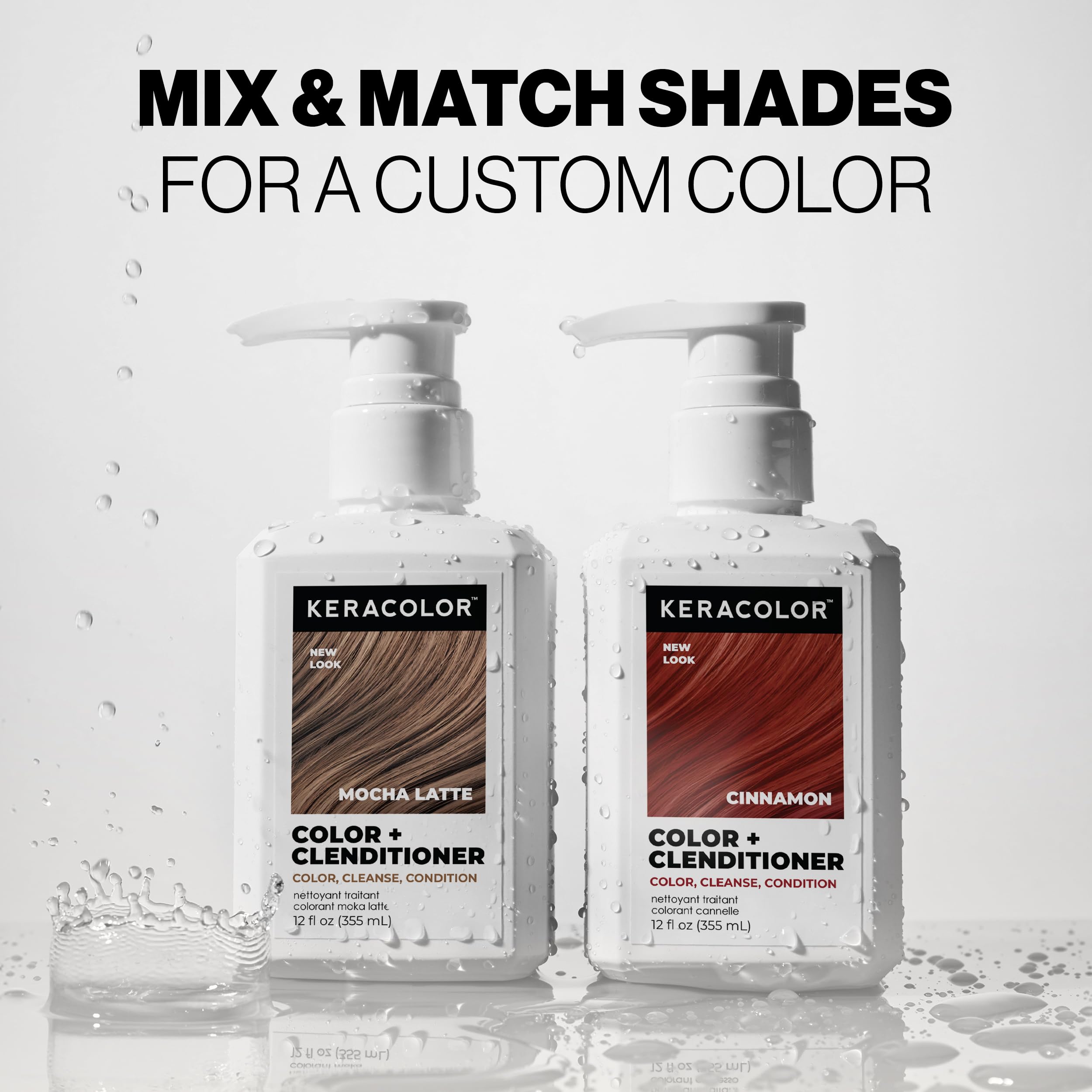 Keracolor Color + Clenditioner 3-in-1 Color-Depositing Conditioner, Gently Cleanses & Conditions, Semi-Permanent Hair Color, 23 Shades, 12 Fl Oz: Mocha Latte