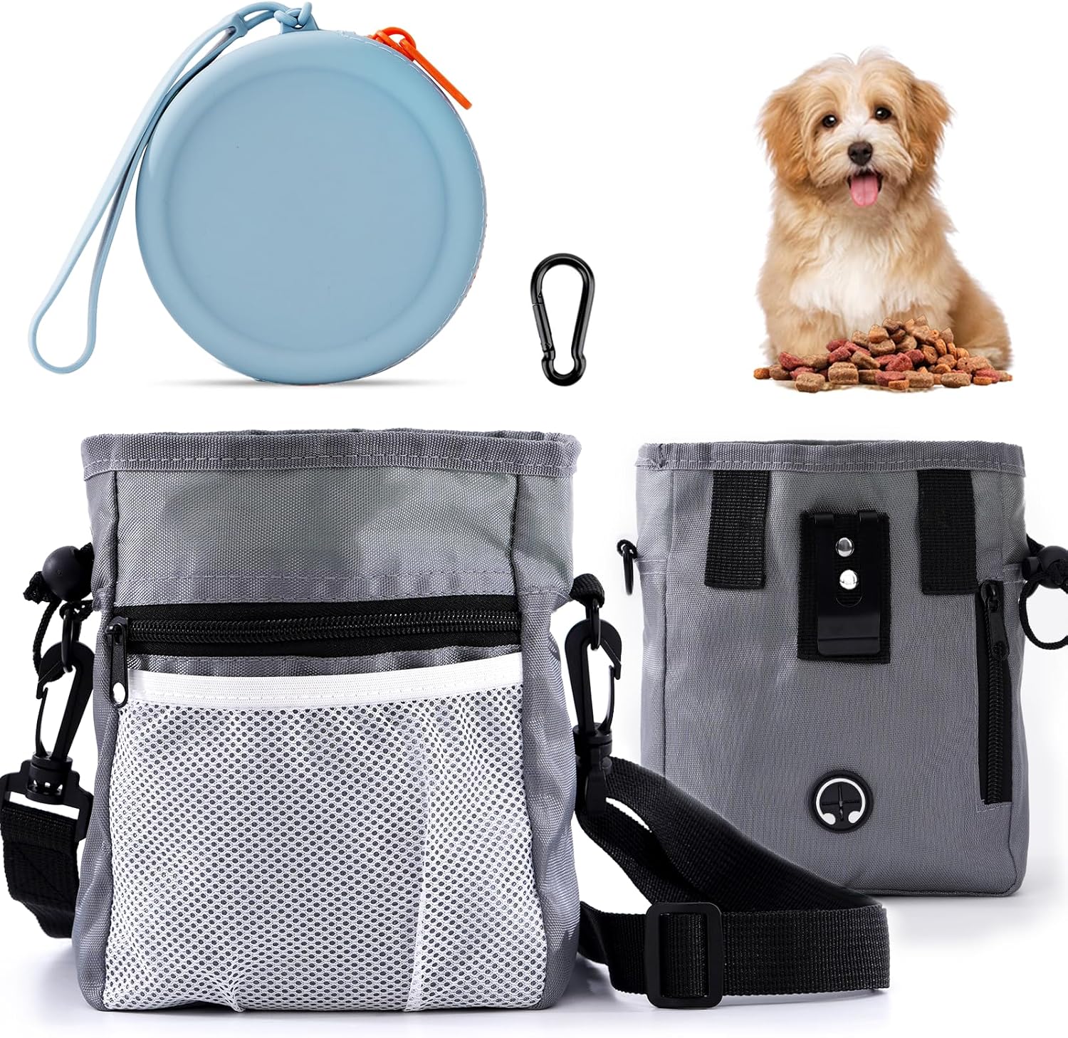 Treat Pouch FuninCrea Dog Bag, Dog Treat Bag With Built-in Poop Bag Dispenser Dog Training For Walking Oxford Cloth Dog Training Bag For Magnetic Closure Pouches