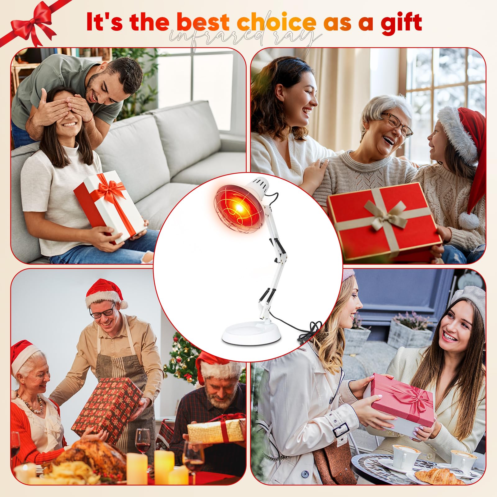 AUOROSI lampada infrarossi 100W,Lampada riscaldante a luce rossa, 600nm-1400nm Lampada per fisioterapia,Infrarossi terapia per uso domestico,Bianca