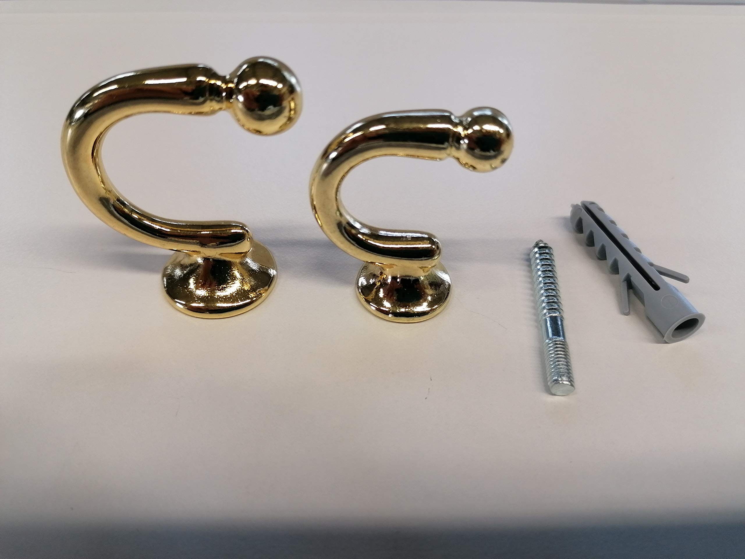 xiaoyige Set di 2 fermatenda per tende, con testa rotonda, ganci da parete, fermatenda per tende da finestra, fermatenda per cappotti e asciugamani (luce Gold