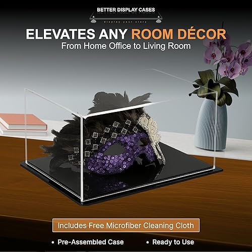 Vista 311 de Better Display Cases Versátil vitrina de acrílico transparente - Caja rectangular grande con base blanca 18" x 12" x 3" (BK09)