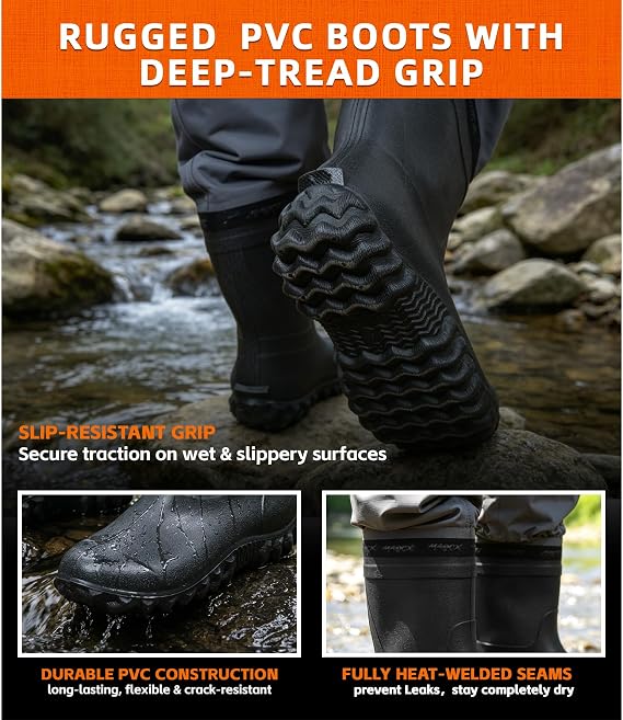 High Strength Nylon PVC Waterproof Fishing Chest Waders with Bootfoot
