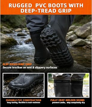 High Strength Nylon PVC Waterproof Fishing Chest Waders with Bootfoot
