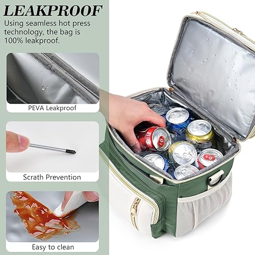 Miniatura 4 de Lonchera para mujereshombres, bolsa de almuerzo con aislamiento expandible, impermeable, a prueba de fugas, para el trabajo, picnic, playa, 16L,