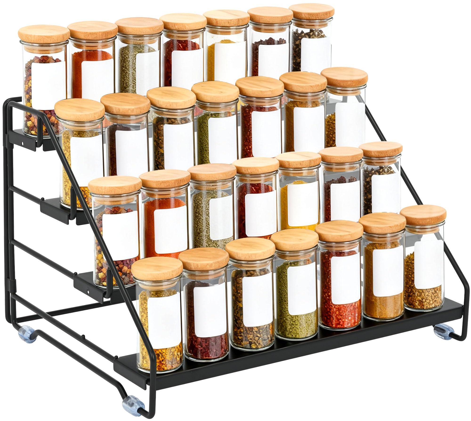 aleawol 4 Tiered Spice Rack Organizer, Storing 28 Spices Jars, Foldable