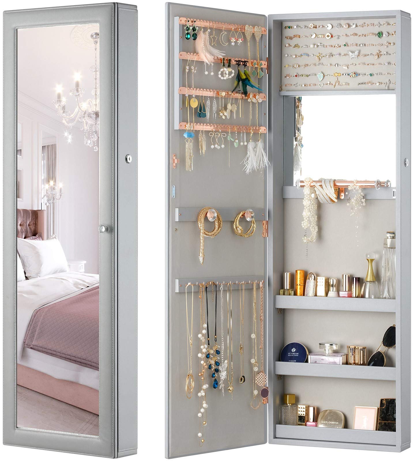 Buy LUXFURNIJewelry Armoire Organizer, Wall/Door ed with Full