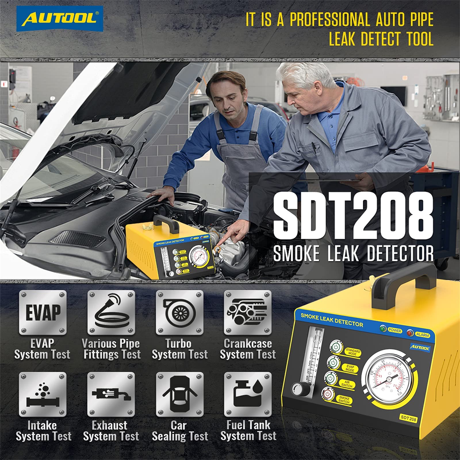 AUTOOL Automotive EVAP Leaks Testing Machine,12V/24V Vehicle Pipes Fuel Leakage Detector Diagnositc Tester for Car/Motorcycles/Boat/Snowmobiles/Off-Road/ATVs/Light Trucks/Speedboats