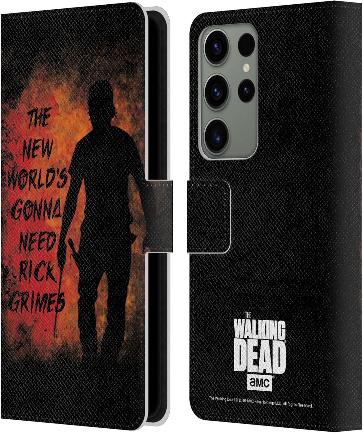 Head Case Designs Officially Licensed AMC The Walking Dead Gonna Need Rick Typography Leather Wallet Case Compatible with Samsung Galaxy S23 Ultra 5G