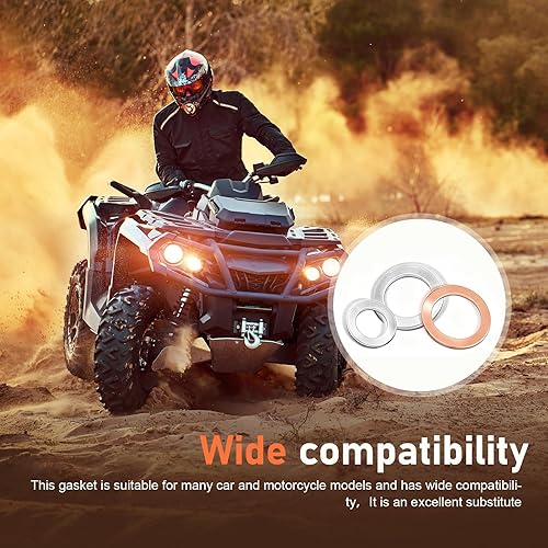 Miniatura 3 de Qurbuns 100 juntas de tapón de drenaje de aceite, resistentes al calor, juntas de sellado de aceite de cobre con estuche de almacenamiento, tapón de