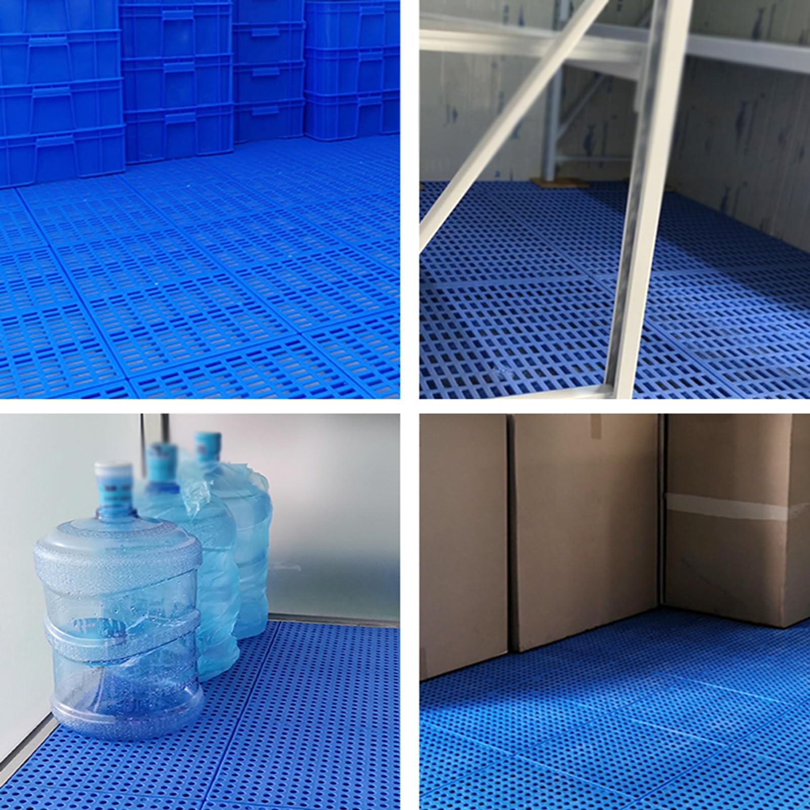 PFCDZDU Plastic Pallet, Lightweight Waterproof PE Storage Grid Pad, Kitchen Supermarket Garages Pet Snap Spliced Shipping Floor Tray (Color : Blue-1 pcs, Size : 80x80x5cm)