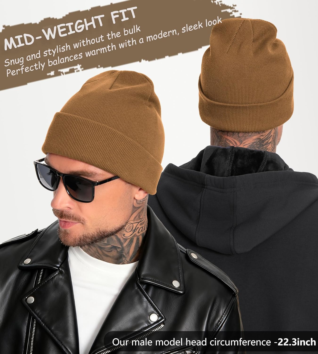 100% Cotton Beanie for Women Men,Double-Layer Knit Warm Winter Hat Soft Cuff Fisherman Beanies Hats Slouchy Skull Cap - Image 6