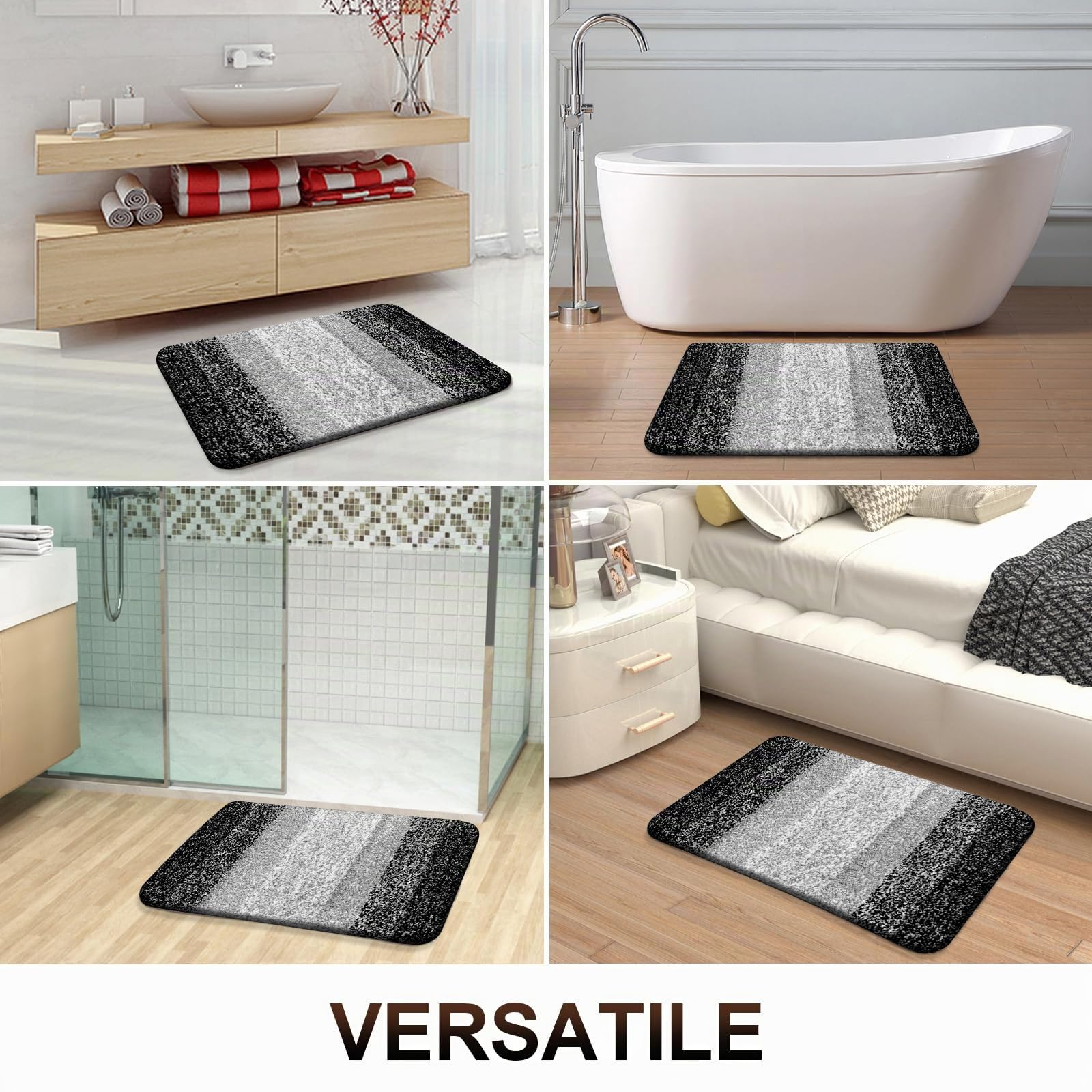 OLANLY Tappeto da bagno 140 x 50 cm, tappeto da bagno in microfibra extra morbido e assorbente, retro in gomma, ad asciugatura rapida, lavabile in lavatrice, per pavimento del bagno, vasca e doccia