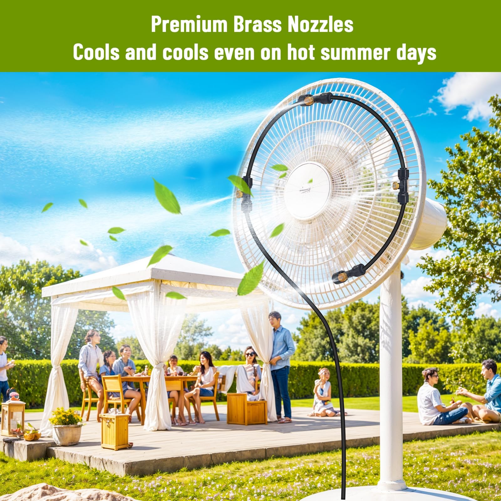 Sprühnebel Kühlung Terrasse | Sprühnebel Terrasse System, Wasser Vernebler Terrasse mit Wasserfilter, Dichtung,Messing-Nebeldüsen Terrassennebel für Kühlen von Außengewächshaus (10M)