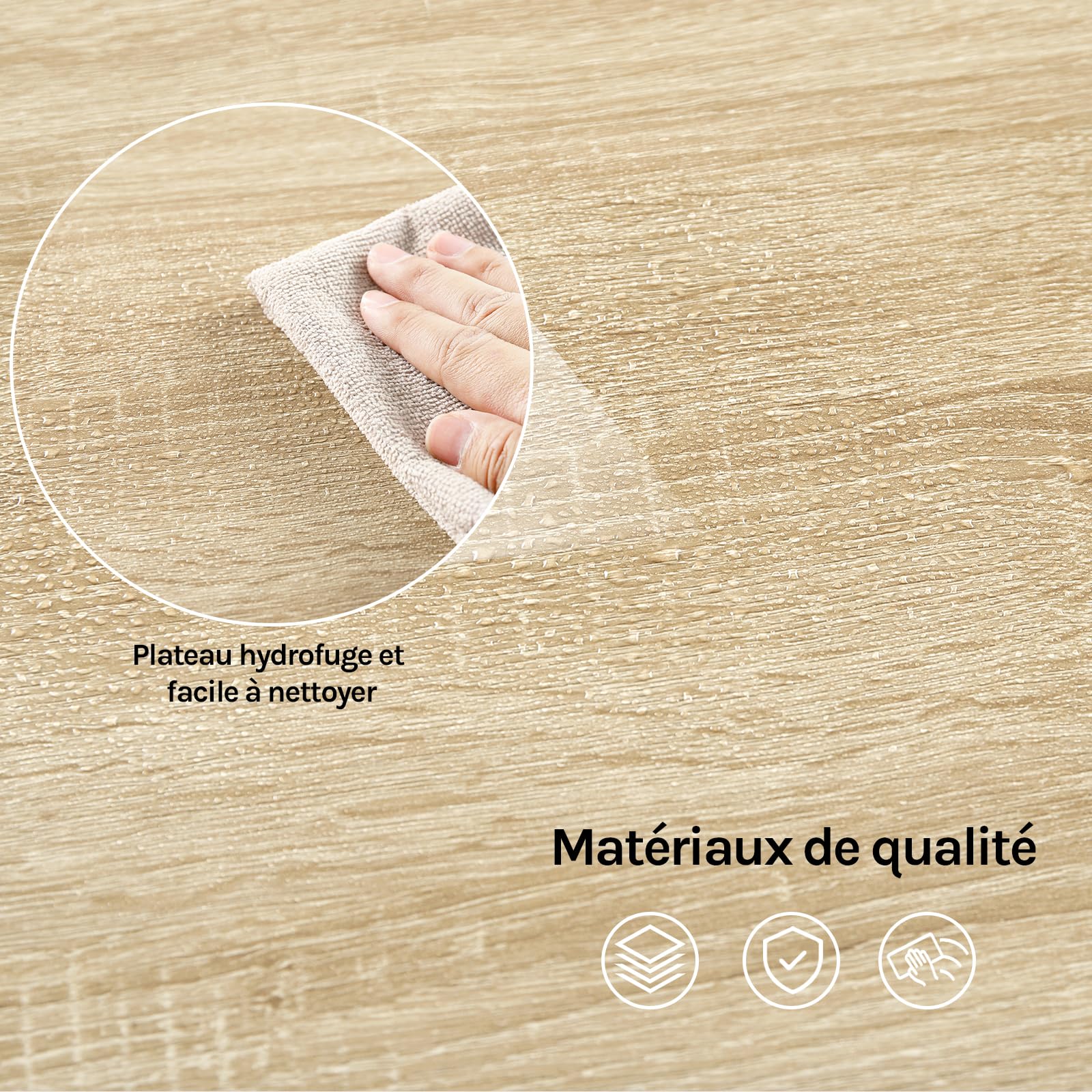WOLTU Table de Bar, Table Haute Cuisine, 1 Tiroir et 3 Compartiments Ouverts pour Rangement Latéral, en Bois d'Ingénierie (avec Planches en Bois, Chêne Clair + Blanc, 100 x 50 x 100 cm)
