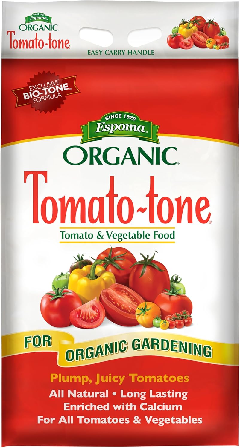Espoma Organic Tomato-Tone 3-4-6 with 8% Calcium. Organic Fertilizer for All Types of Tomatoes and Vegetables. Promotes Flower and Fruit Production. 18 lb. Bag