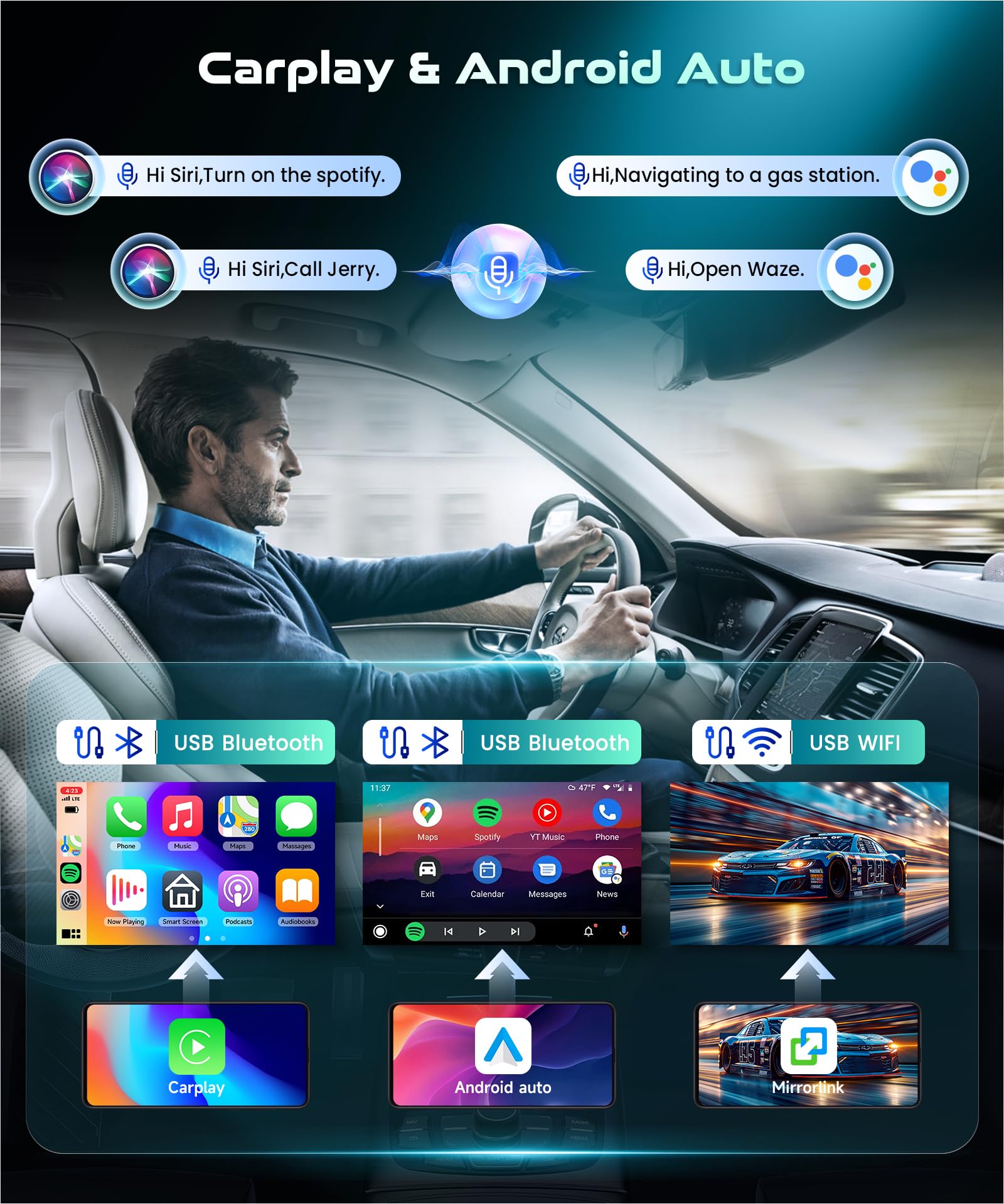 2G&64G 7" Radio de Coche con para VW Golf 5 6 VW Polo T5 Passat Touran Seat con Carplay Android Auto,Android 15,Bluetooth,Radio RDS/FM,navi WiFi,cámara de visión Trasera AHD
