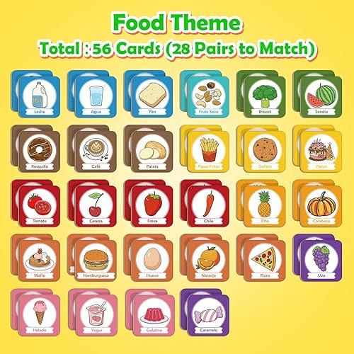 Miniatura 2 de Juego de tarjetas de memoria, juego de emparejamiento para niños pequeños, aprender español para niños, tarjetas flash bilingües, juguetes de