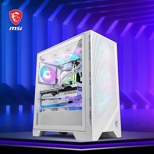 MSI MAG FORGE 320R AIRFLOW Mid-Tower PC Case - ATX Capacity, up to 390mm RTX 40 GPU Support, 4 x 120mm ARGB Fans, Magnetic Dust Filters, Tempered Glass, 1-6 ARGB Control Board, USB 3.2 Gen 1 Type-A - 7
