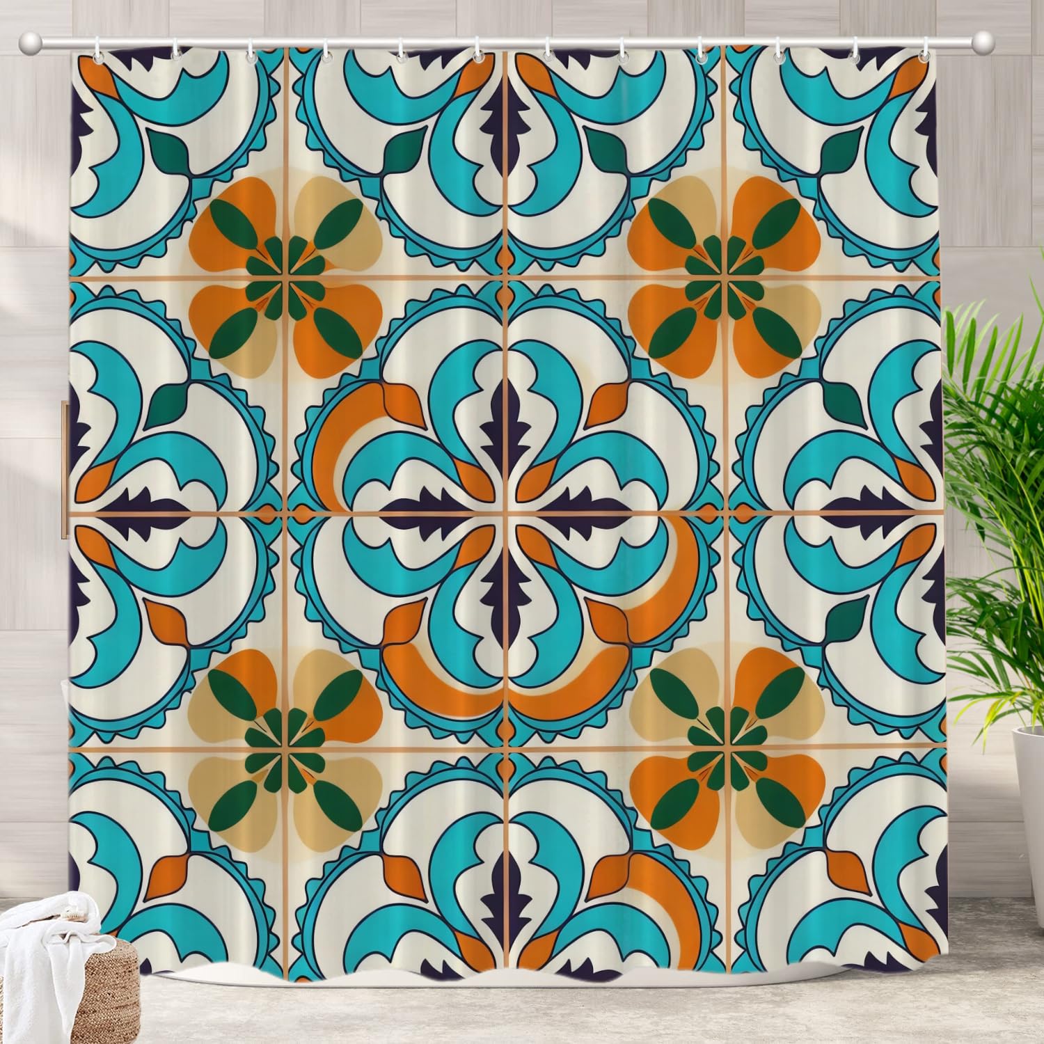 Rideau de douche imperméable et séchage rapide motif texture colorée Batmerry