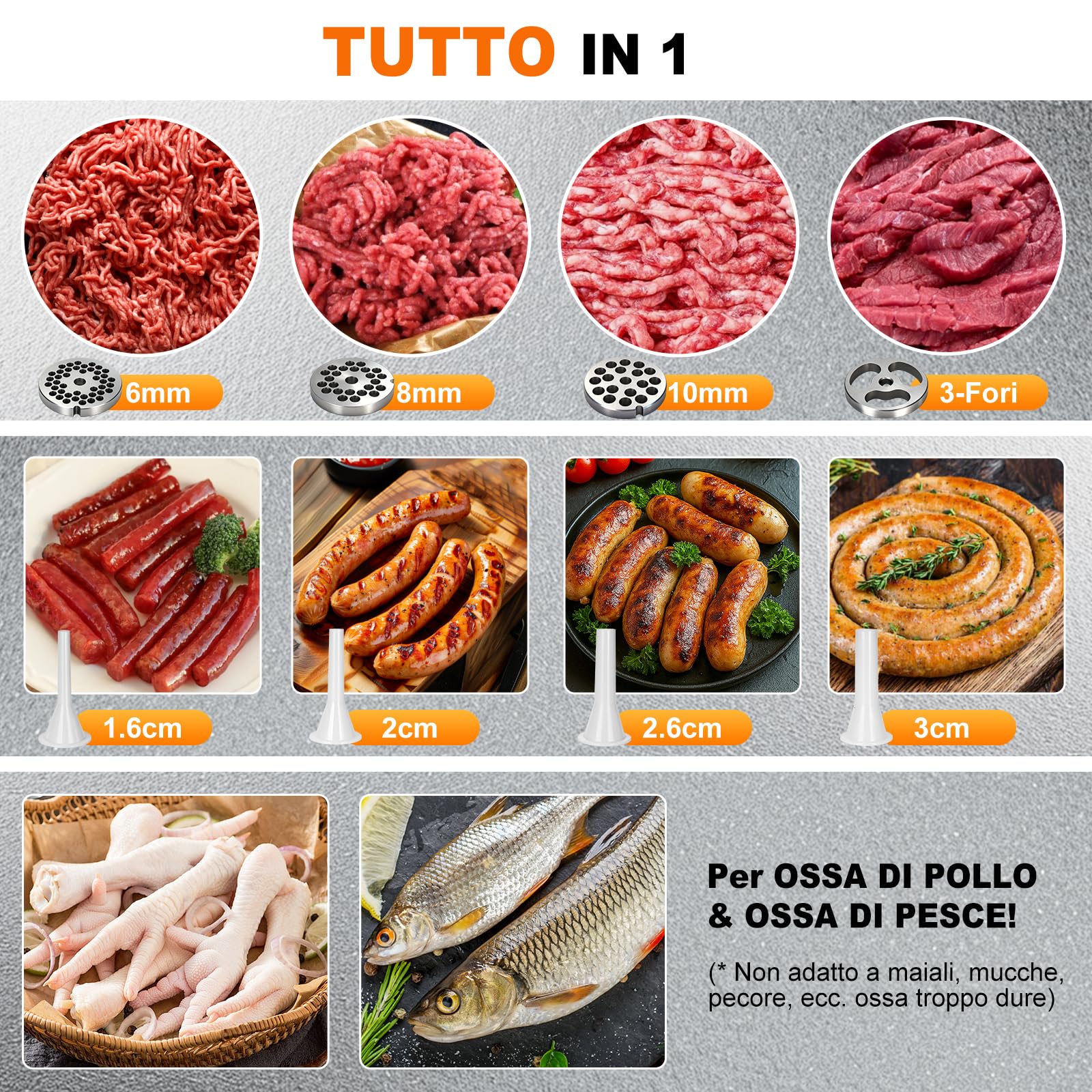 Anatole Tritacarne Elettrico Professionale 950W Acciaio Inossidabile