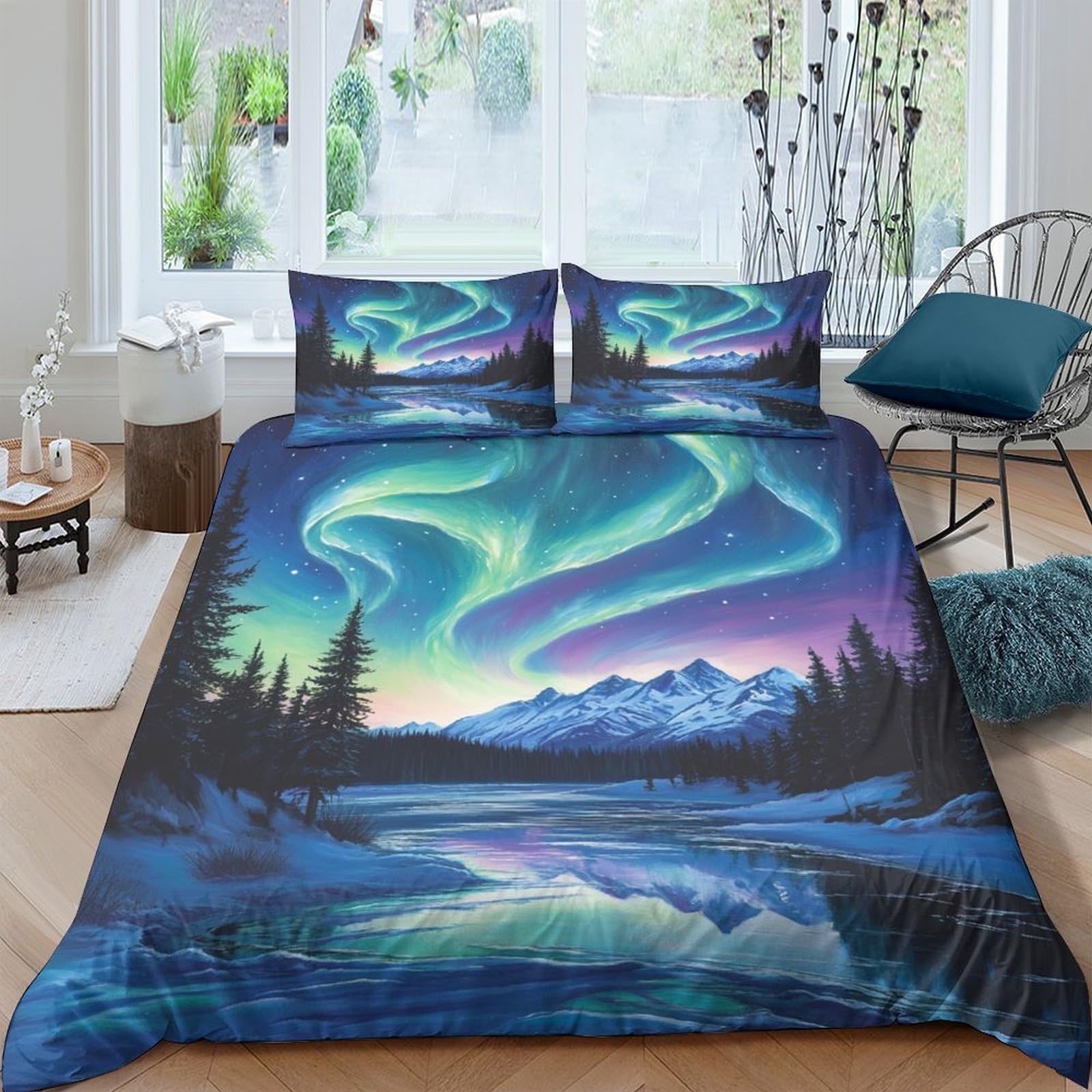 Duvet cover Torre Eiffel 3D en microfibre 200x200 cm avec taies d'oreiller pour lit double