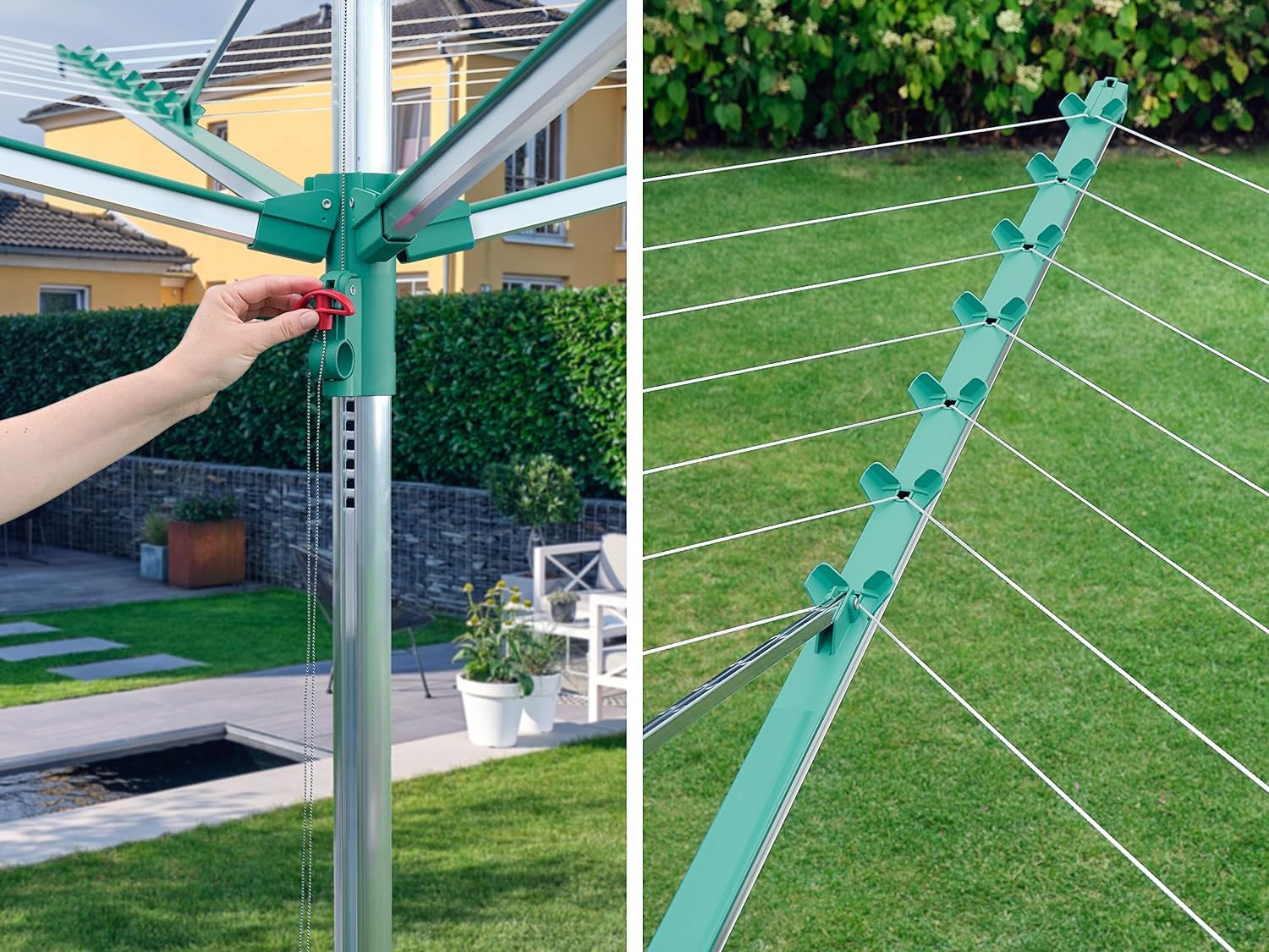 Leifheit Linomatic 400 Easy Wäschespinne, 40 m Wäscheleine, inkl. Bodenhülse
