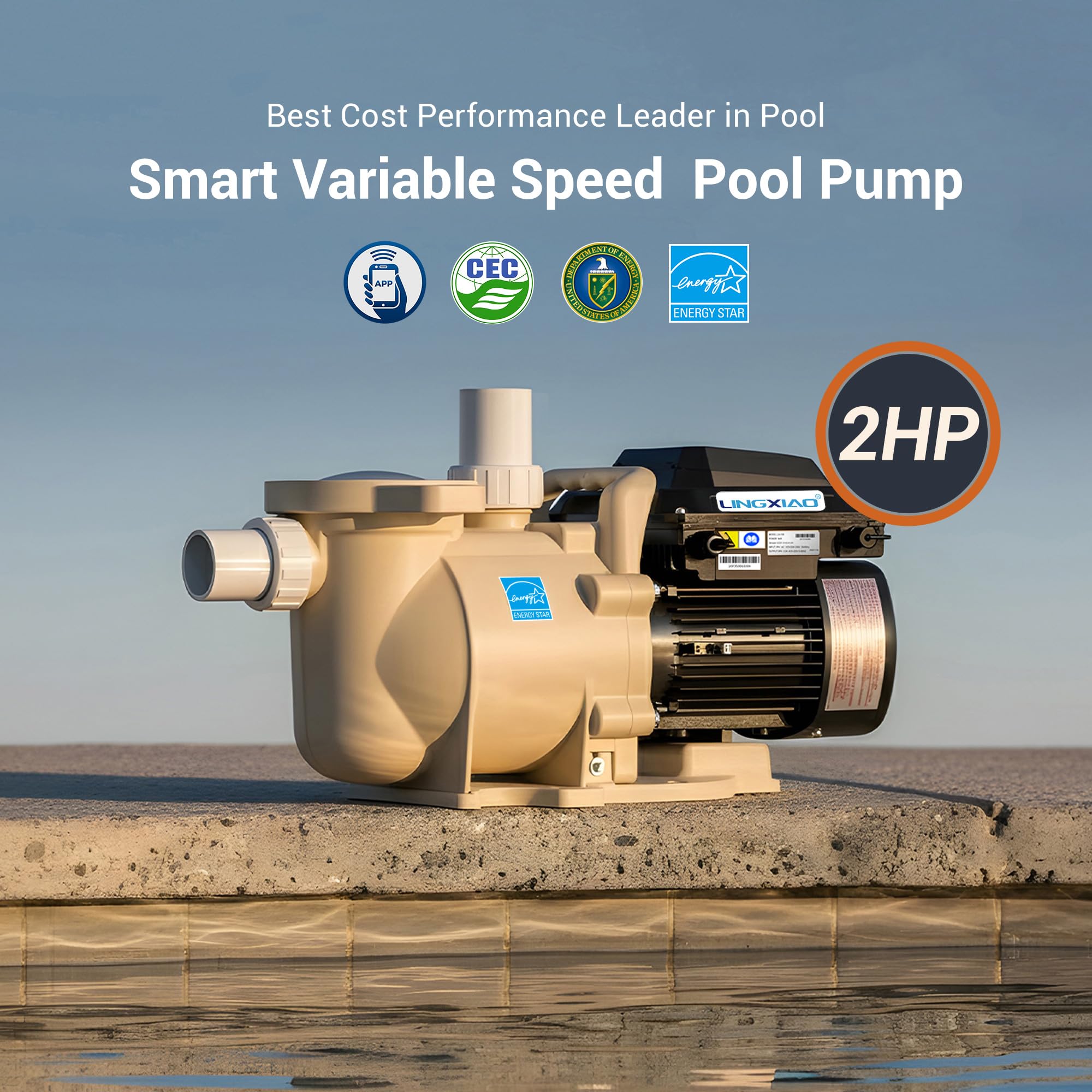 Snapklik.com : LINGXIAO Variable Speed Pool Pump 2HP, 115V/ 208-230V ...