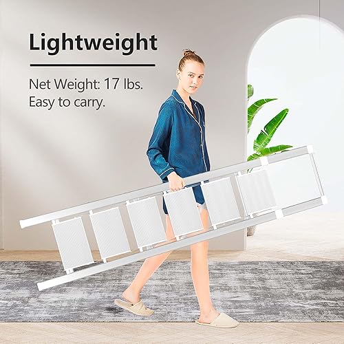 Miniatura 4 de Escalera de 6 escalones taburete plegable de aluminio ligero con práctico mango escaleras con pedal antideslizante y ancho para uso doméstico y