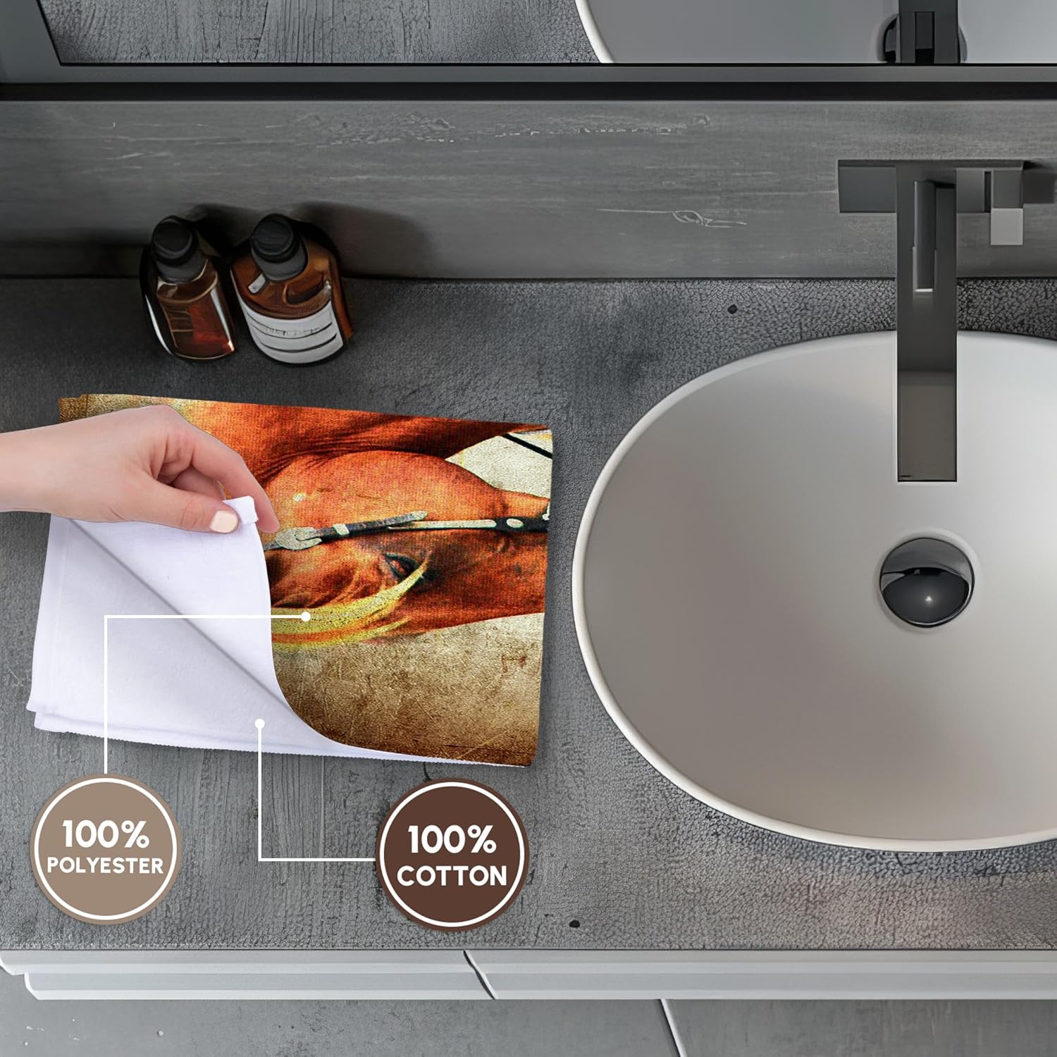 3dRose Sorrel Western Horse Grunge 22x30 Bath Hand Pool Towel