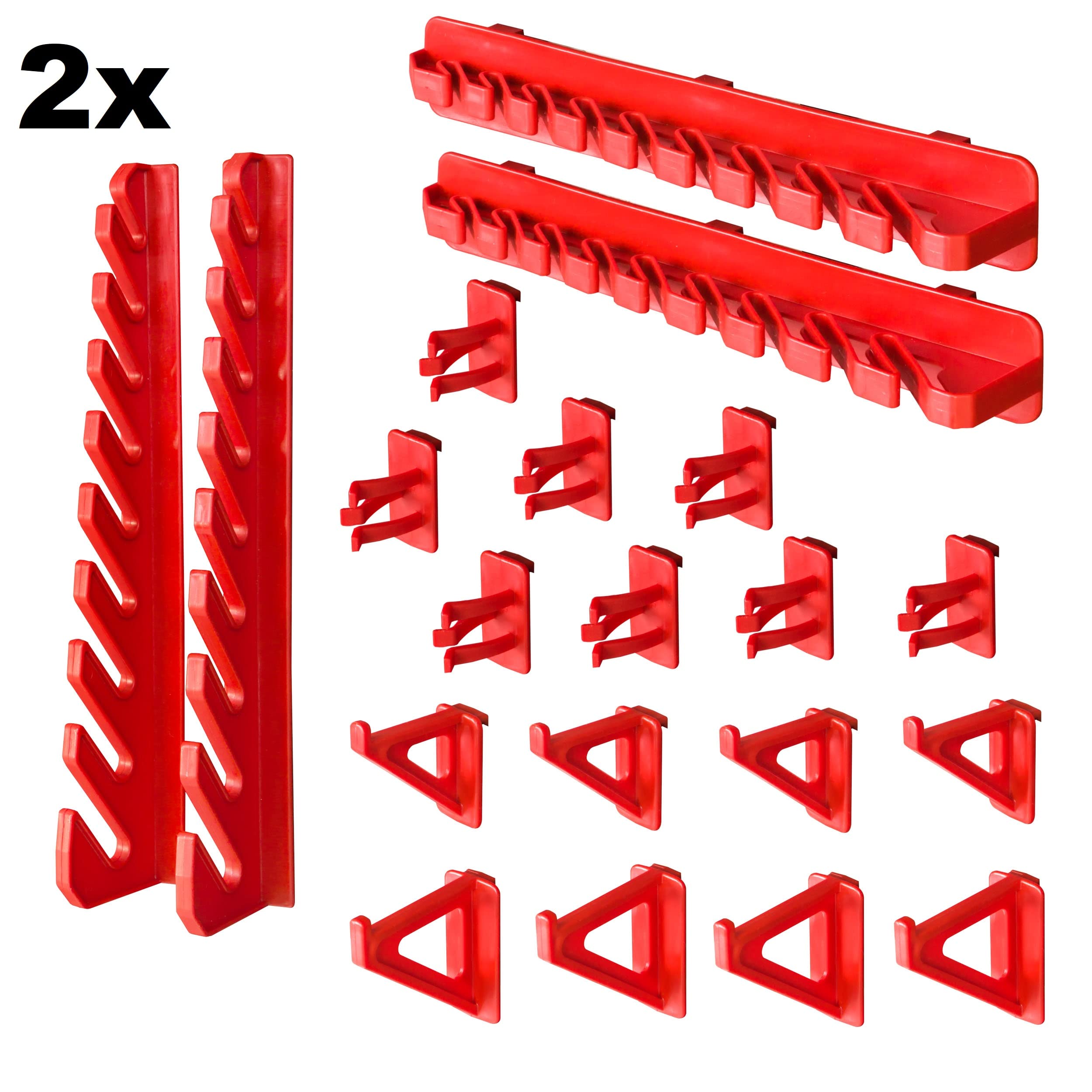 Scaffale da officina, 117 x 78 cm, 32 pezzi, con supporti per attrezzi e scatole impilabili, pannelli da parete, scaffali extra resistenti, per merci, garage, scaffali