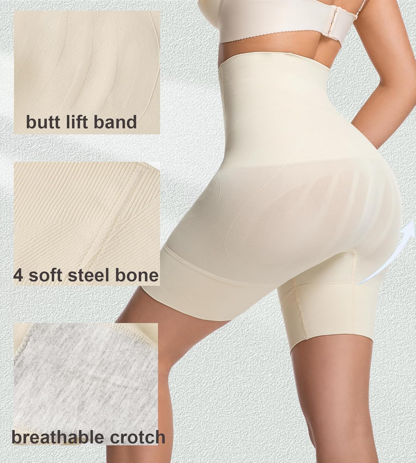 PRETTYWELL Shapewear Shorts for Women Tummy Control, Seamless Body Shaper High Waisted Girdle Butt Lifter Shorts - Image 4