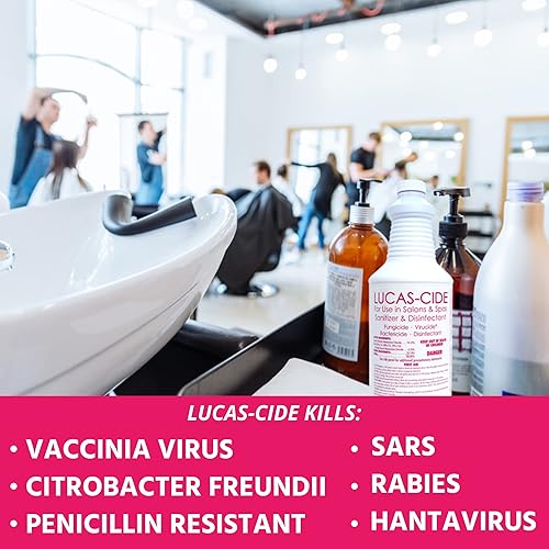 Miniatura 23 de LUCAS-CIDE Desinfectante de salón y spa, desinfectante multiusos para superficies, solución de suministros de limpieza desinfectante EPA, 16 oz