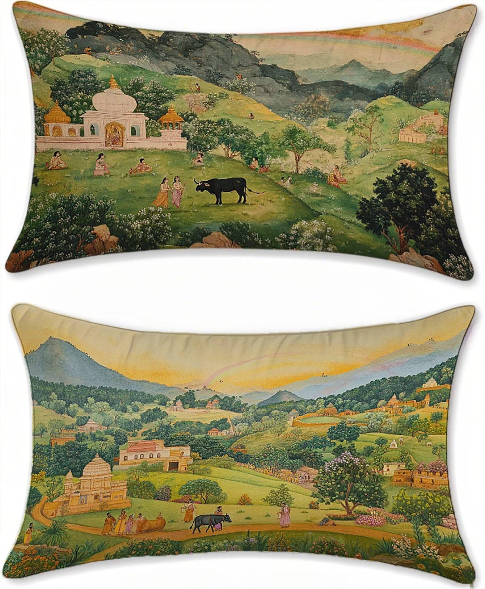 Taies d'oreillers coussins extérieures imperméables 50x90 vert velours