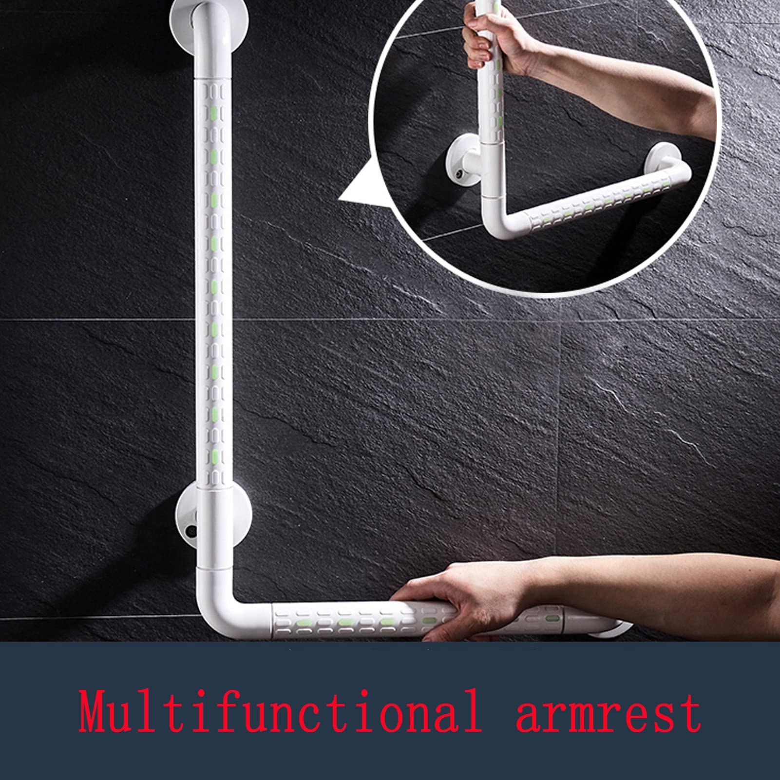 Asa De Seguridad De Acero Inoxidable,Barras De SujecióN Ducha en Forma De L,Asa Antideslizante Para Asidero De BañEra,Ayuda De Seguridad Para BañO Para Personas Mayores,Blanco (70x70cm/27.6x27.6in)