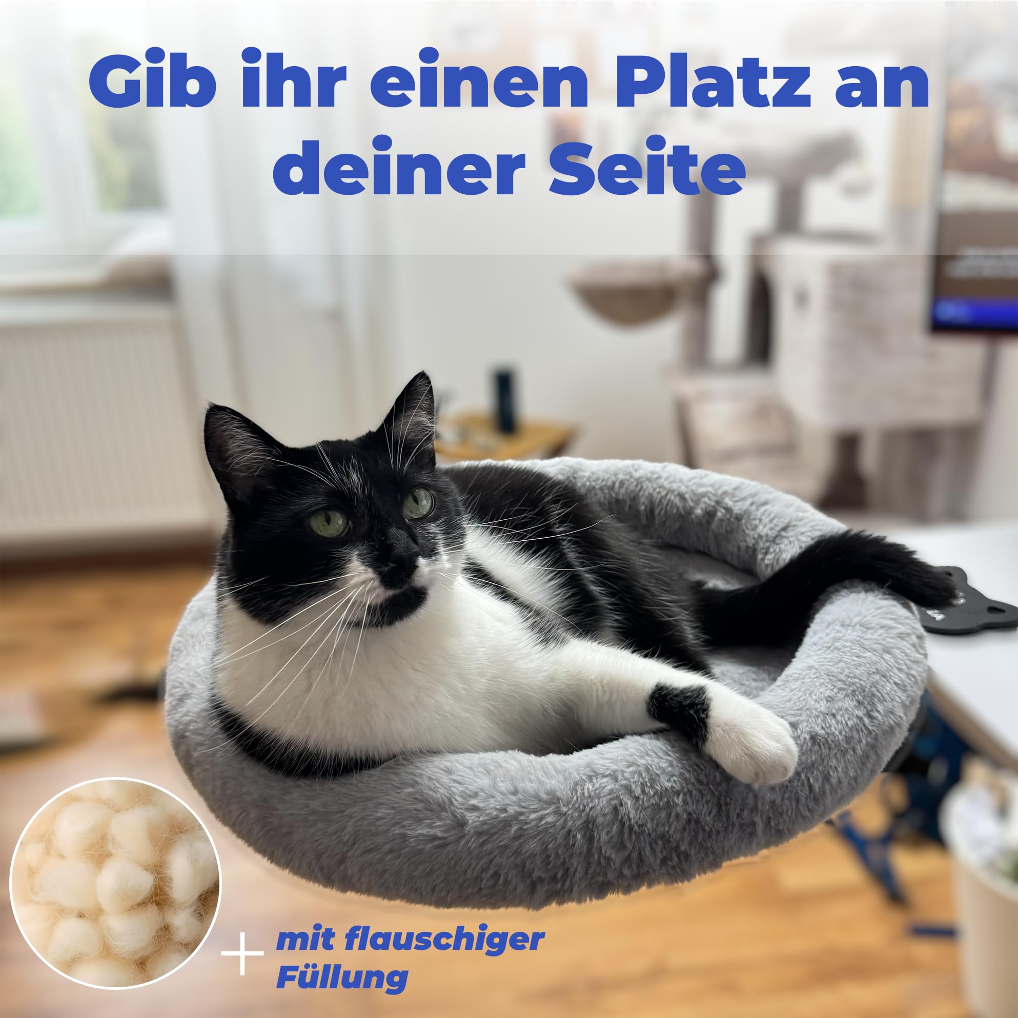 Homeoffice Schreibtisch Katzenkorb - Gemütlich Stabil und Waschbar - [40cm Durchmesser] VERSTÄRKT NEU