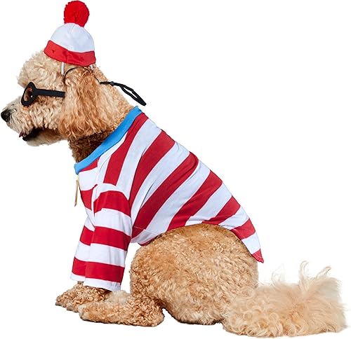 Miniatura 3 de Rubie's Disfraz unisex para adulto de Where's Waldo para mascota, rojo, cuello S, 12, circunferencia 17 espalda, 11 EE. UU