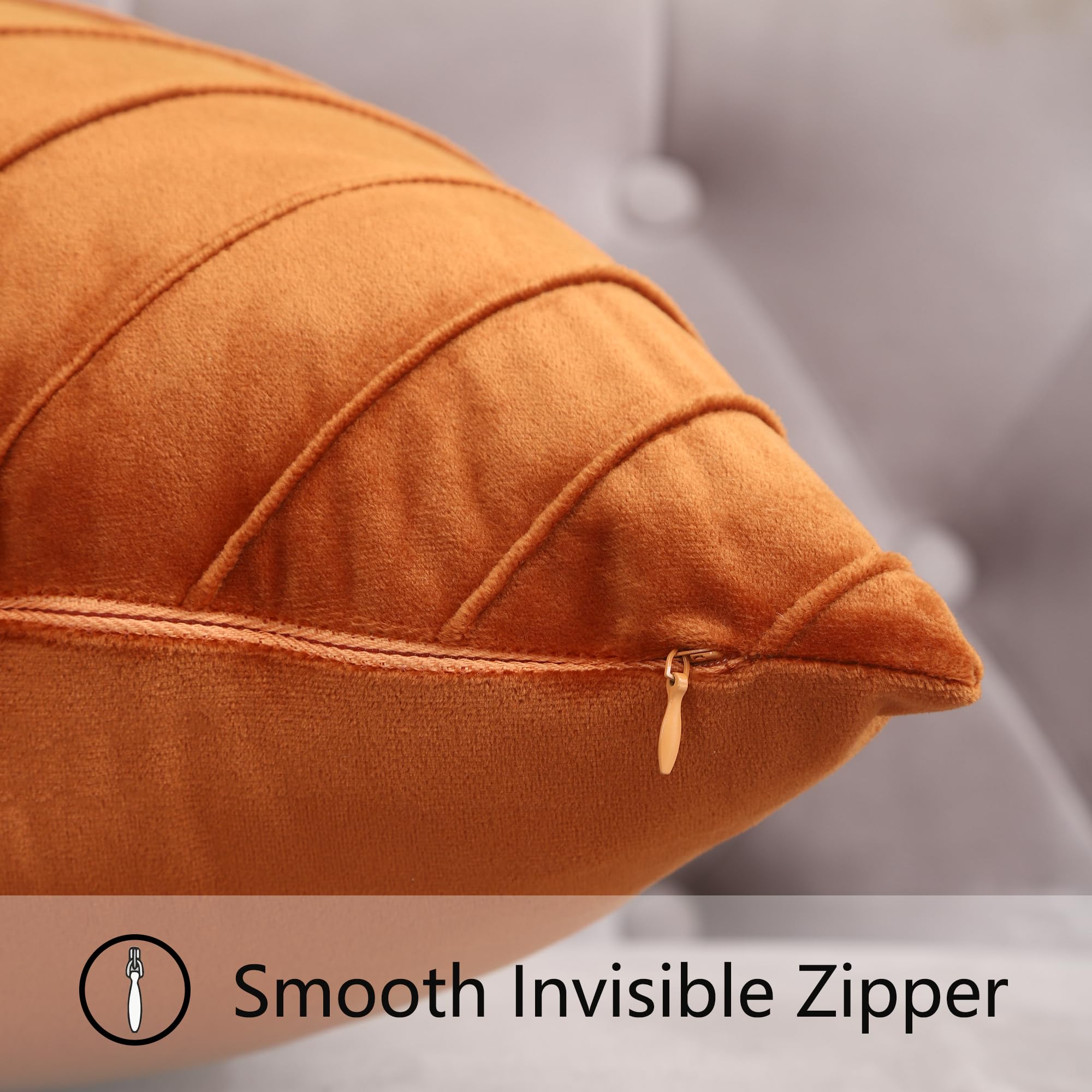 Tosleo Lot de 2 Housses de Coussin décoratives Modernes en Velours pour canapé, Salon, Chambre à Coucher, canapé, lit, avec Cuir doré, 45 x 45 cm, Orange brûlé