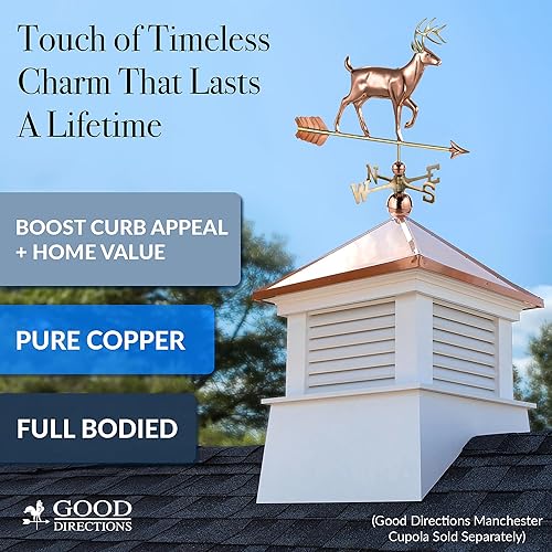 Miniatura 4 de Good Directions Veleta blanca de cola  ciervo, cobre puro, techo, decoración de techo, vida silvestre