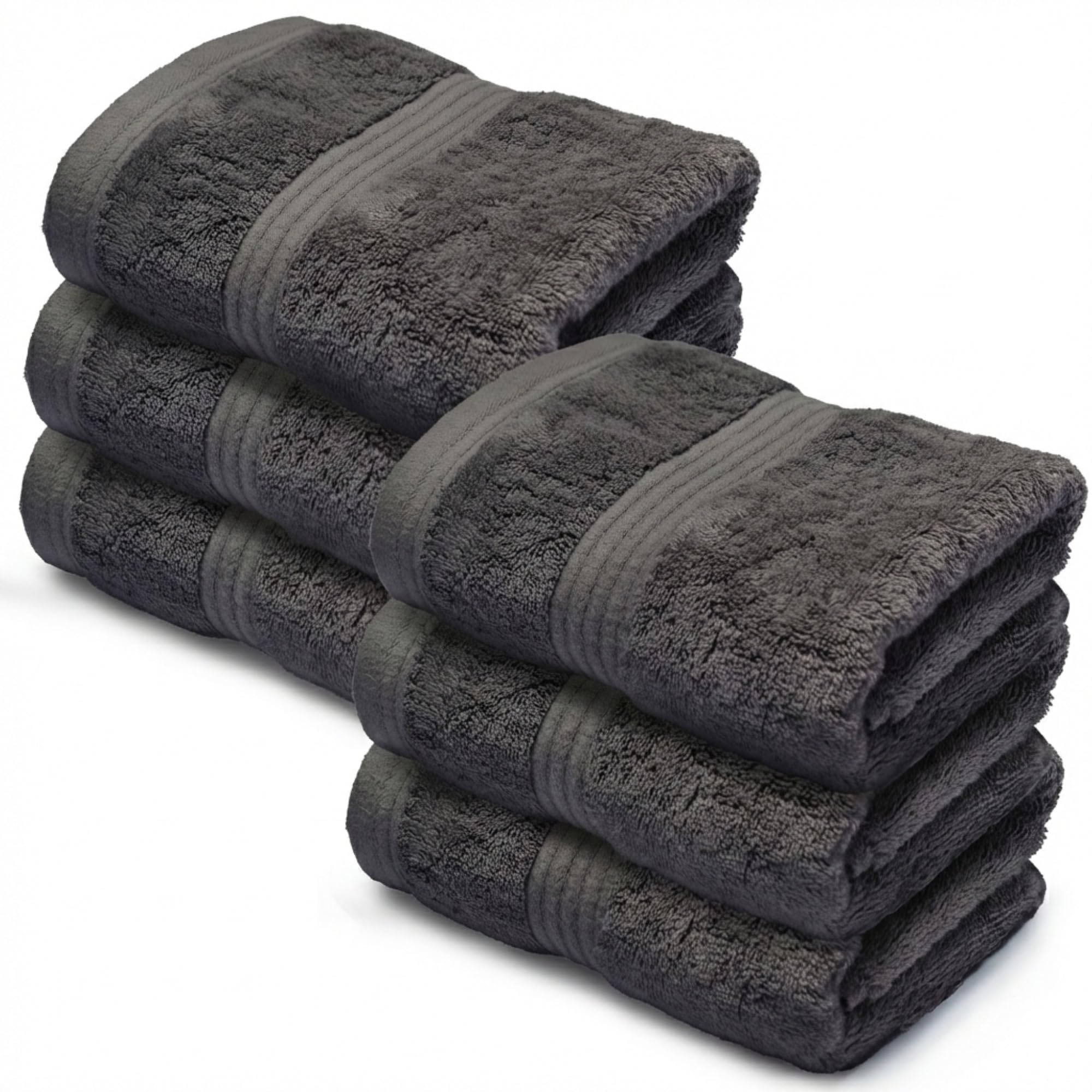 Makooz Luxurious Bamboo Face Flannels Pack of 6-700 GSM Thick Bamboo Face Cloth Towel Set- Silky Soft, Absorbent, Quick Dry Wash Cloth- Bath Flannel for Bathroom, Home, Hotel & Spa-33X33CM Charcoal โ image 1