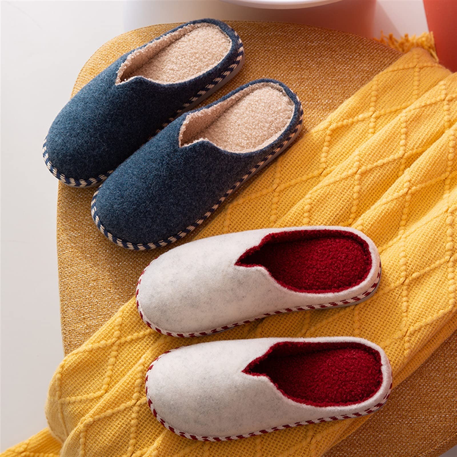 Zapatillas viscoelástica Zapatillas de casa ligeras for hombres y mujeres, zapatillas acogedoras for interiores y exteriores, zapatillas de algodón con suela antideslizante Pantuflas de algodón ( Colo
