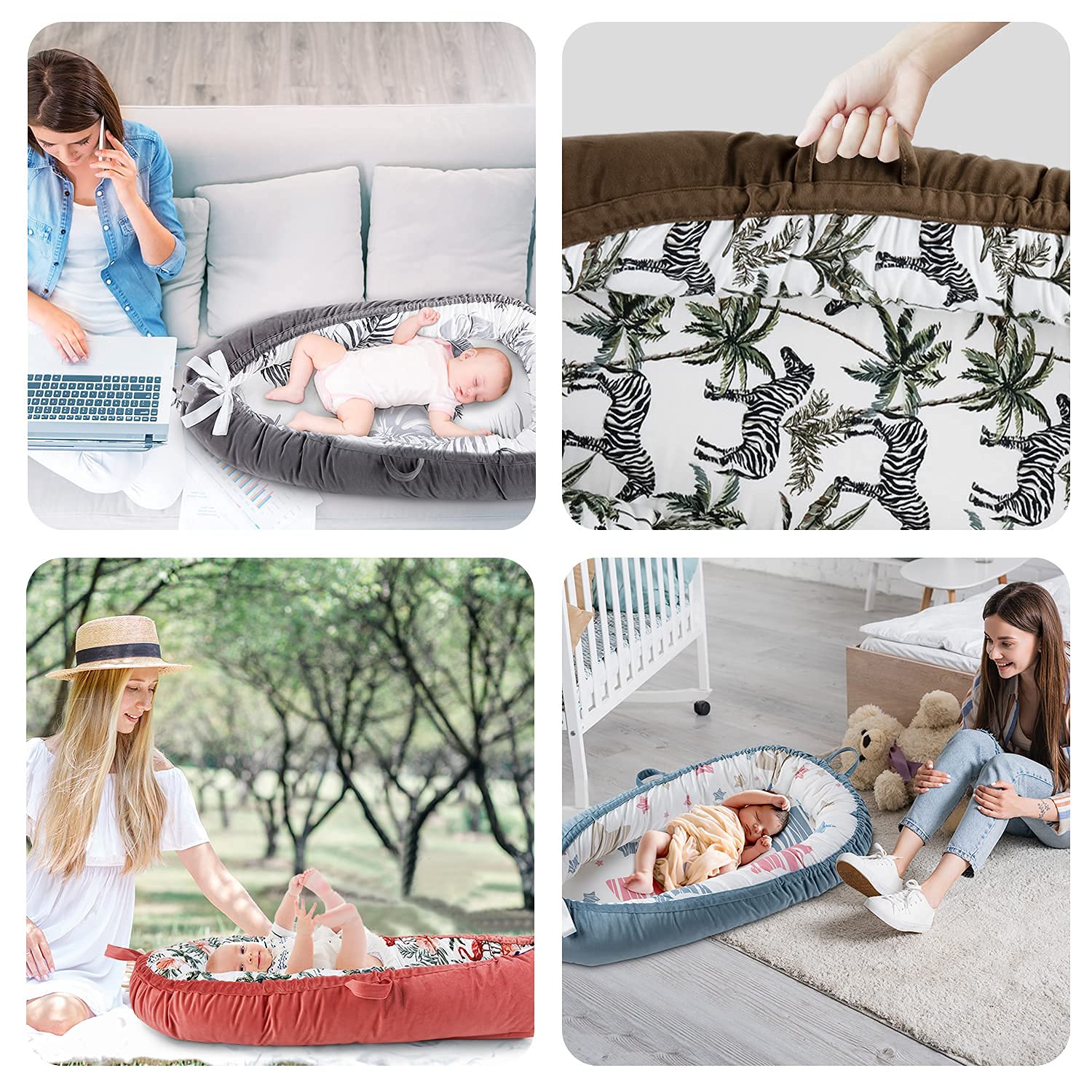 Pillani Baby Lounger - Baby Nest for 0-12 Months, Breathable Co Sleeper for Baby, Newborn Lounger for Cosleeping in Bed - Toddler Sleep Portable Bassinet, Infant Pillow Cosleeper : Baby