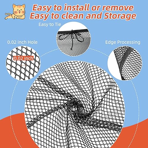 Miniatura 7 de Barandilla Guard de 10 pies de largo x 2.6 pies de alto, red de seguridad para cubierta a prueba de bebés, red de malla de balcón, malla de riel de