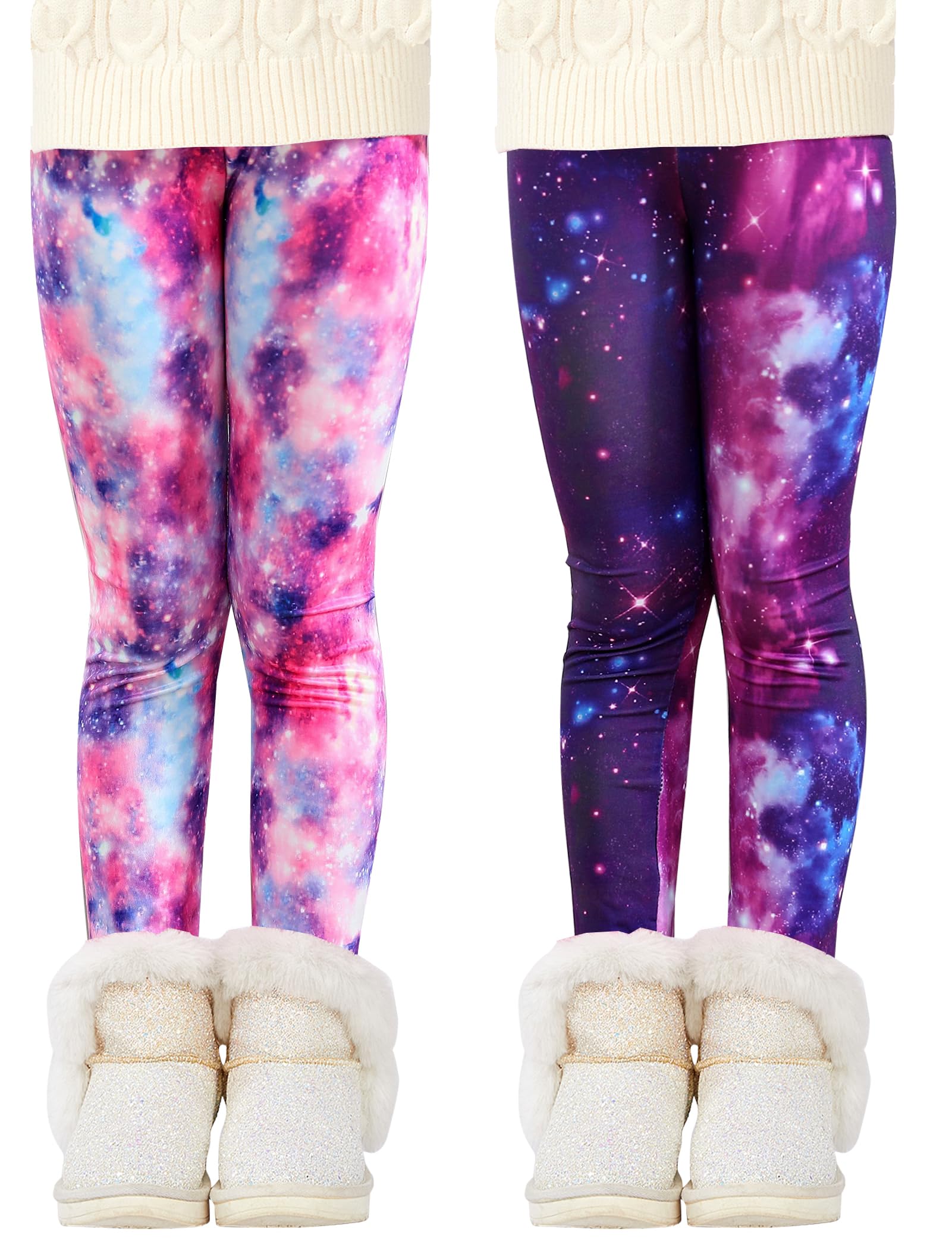 Kiench Leggings de invierno para niña, forrados, gruesos, 2 unidades