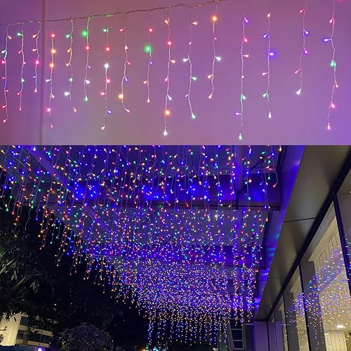 ZIMINGU Icicle Diwali Lights Outdoor, Christmas Hanging Window Curtains Dangling