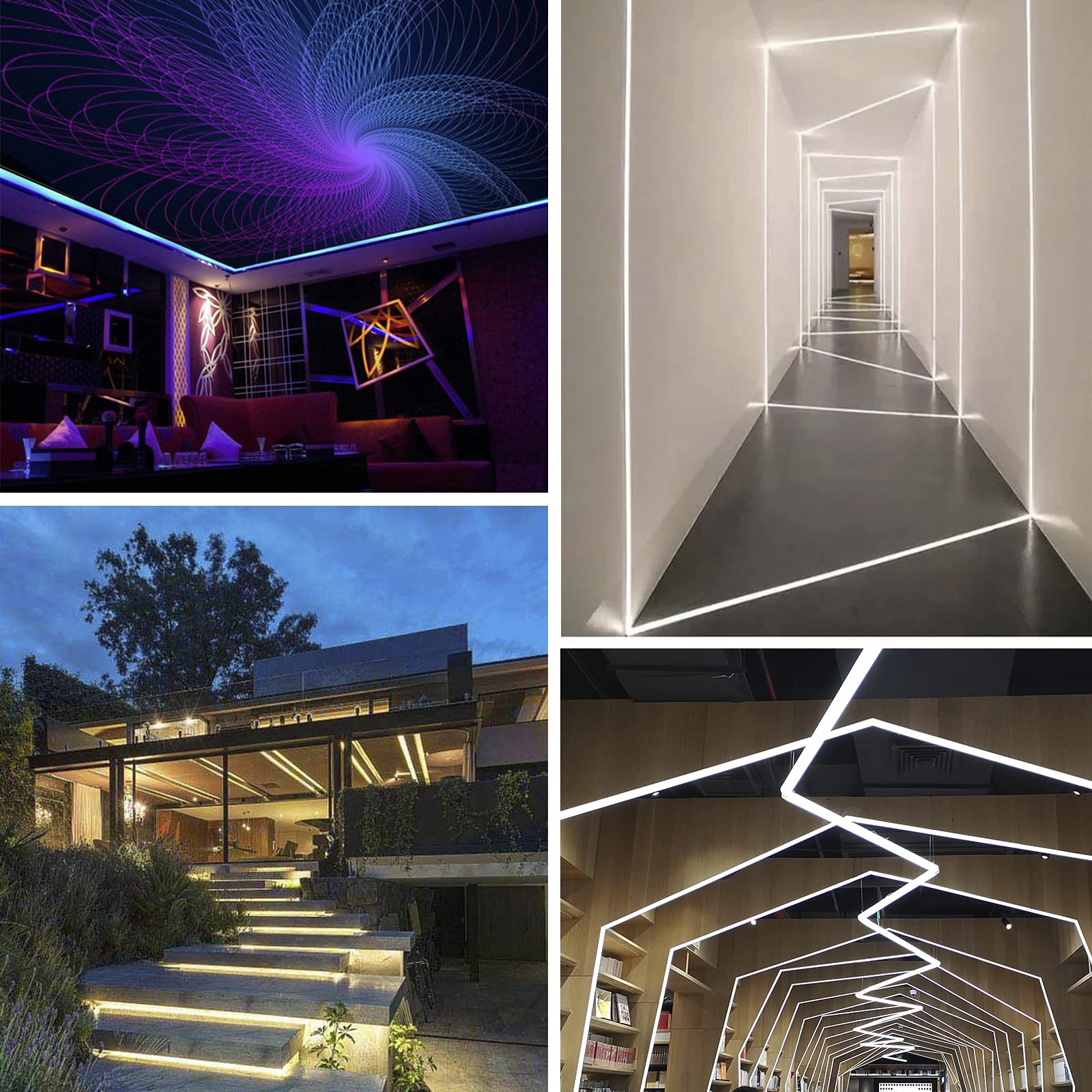 Perfil de Aluminio LED Forma de U 14 x 1m con Difusor Blanco y Accesorios – Canal LED para Tira LED Interior y Decorativa, Fácil Instalación