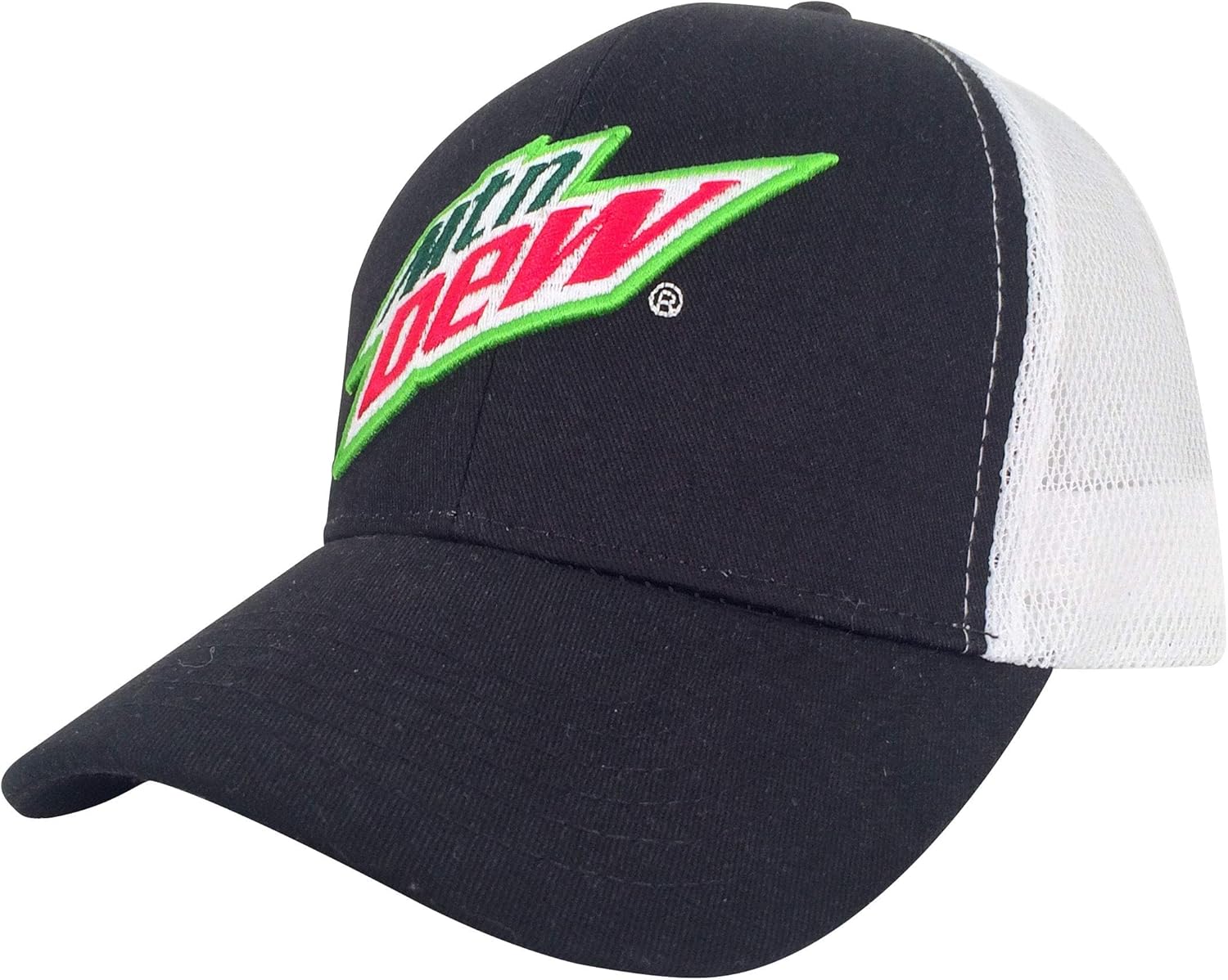 Tee Luv MTN Dew Hat - Mesh Back Mountain Dew Soda Hat (Black and White)
