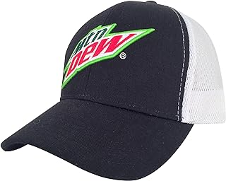 MTN Dew Hat - Mesh Back Mountain Dew Soda Hat (Black and White)