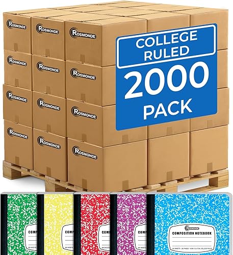Miniatura 12 de Rosmonde Paquete de 50 cuadernos de composición a granel, cuadernos de rayas universitarias, 200 páginas (100 hojas), 9-3/4 x 7-1/2, encuadernación